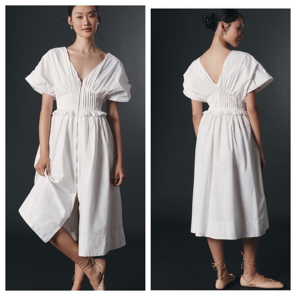 Anthropologie Dresses & Skirts - NWT Anthropologie V-Neck Zip-Front Midi Dress, L